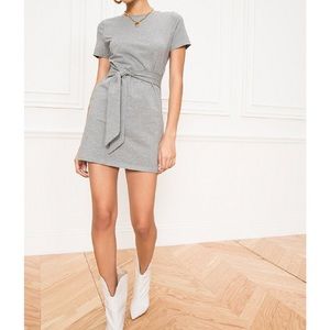 superdown heather grey tie shirt dress